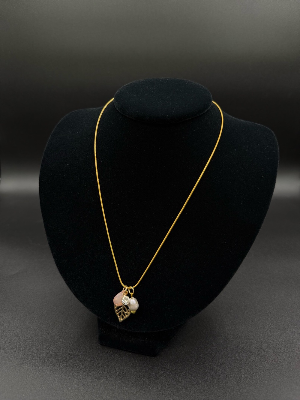 Gold Tone Leaf Pendant Necklace